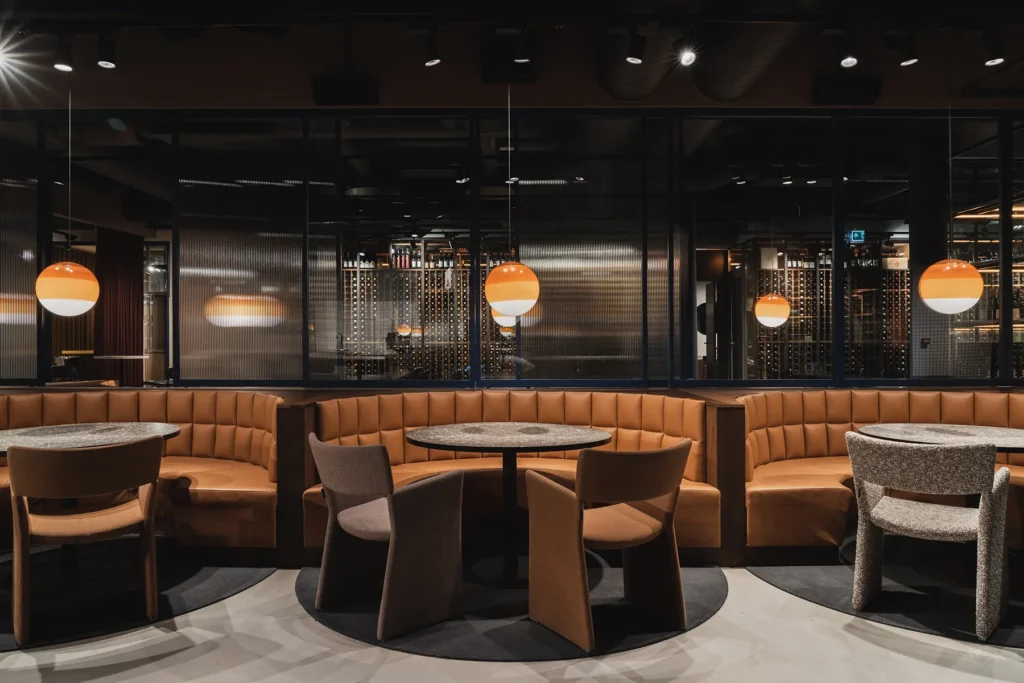 Vin Vin Wine Bar in Oslo featuring Almedahls Creative Rugs.