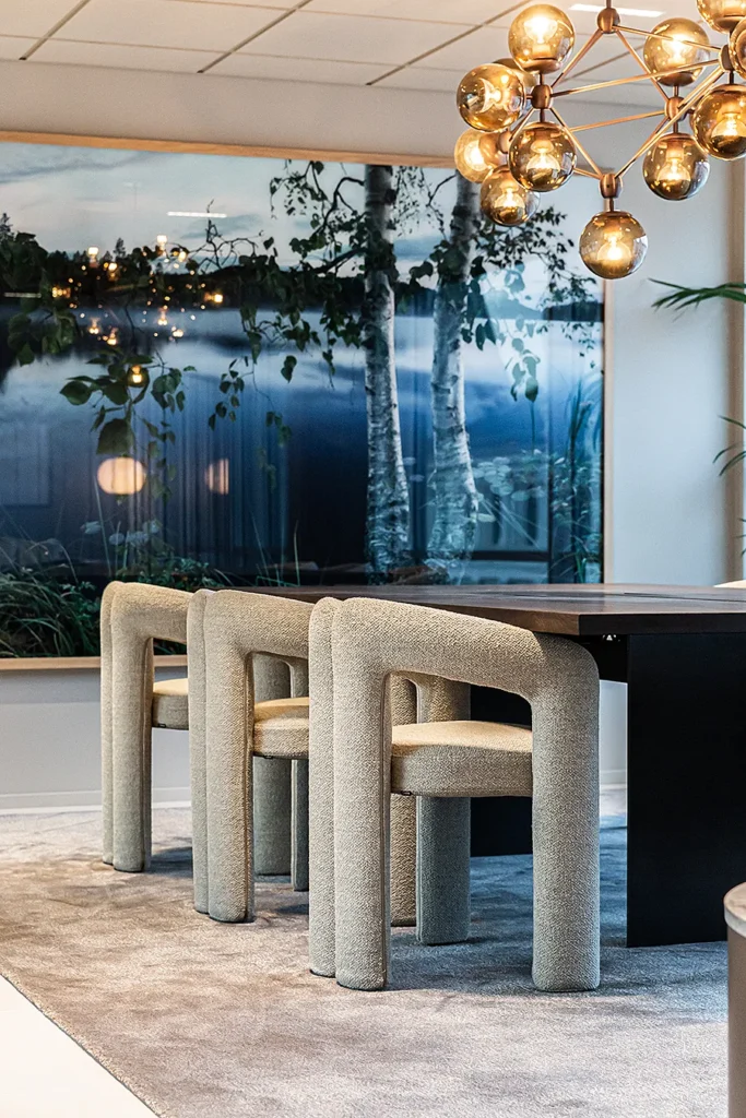 Shimmer rug in a Grape Architects project, shown from a different angle, photo by Cathrine Holst