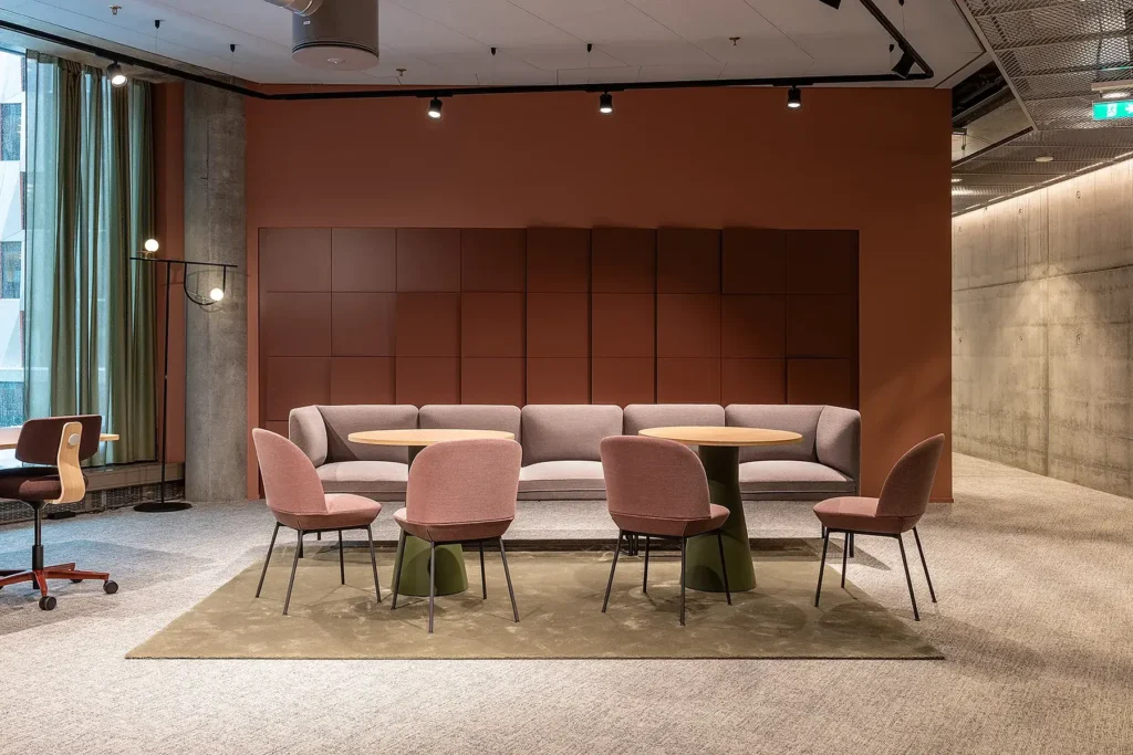 Statens Vegvesens huvudkontor i Oslo, med Hängande textil mattor.