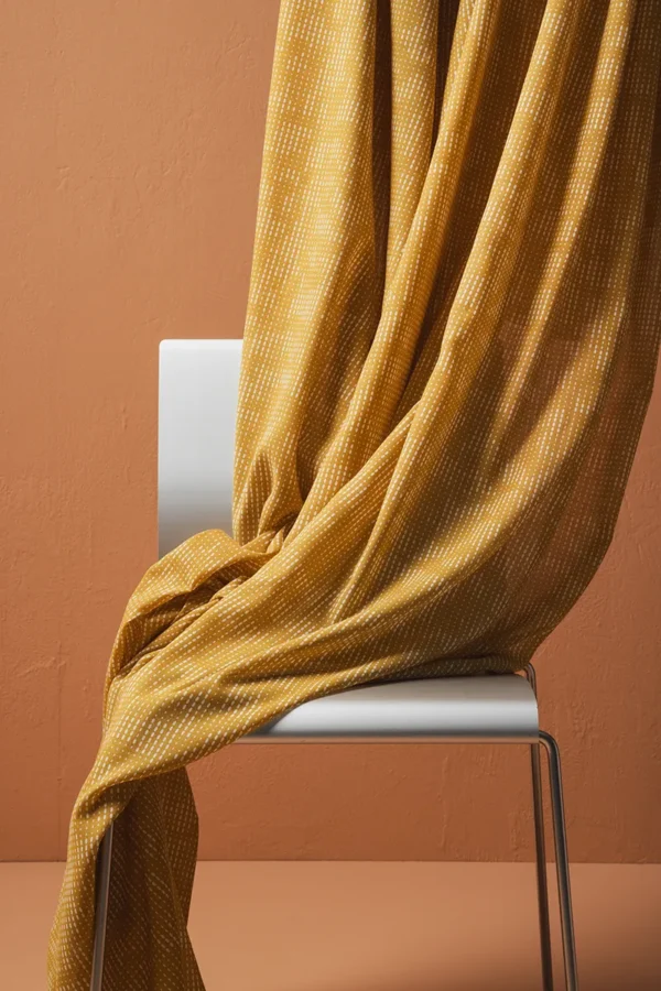 Deep yellow curtain fabric with silver chare
