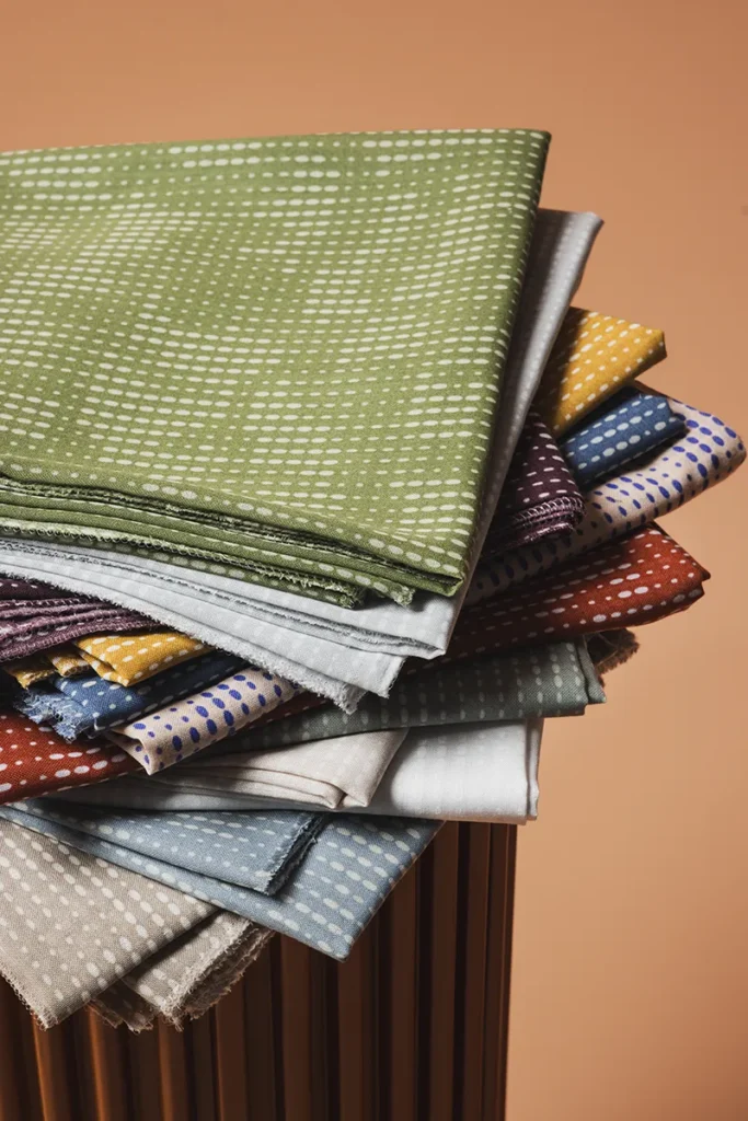 Deep hanging textile folded all coloures