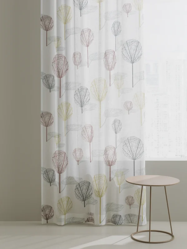 Elektra fabric with structured tree shapes.