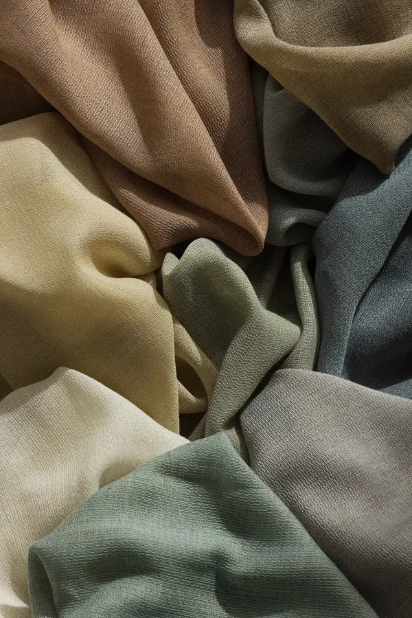 ZEN transparent hanging textile with a soft woven structure shown in layered, natural colour tones.